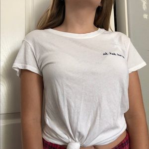 brandy melville “uh huh honey” white shirt